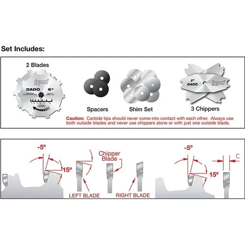 Freud 8" Pro Dado Set Blade Stack for 10" Table Saw SD208S 4 Freud 8" Pro Dado Set Blade Stack for 10" Table Saw SD208S - Image 4