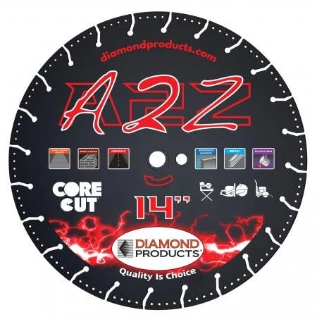 Diamond Products 14" X 1.25" A2Z Specialty Metal Cutting Blade - 1" Arbor 21571 1 Diamond Products 14" X 1.25" A2Z Specialty Metal Cutting Blade - 1" Arbor 21571