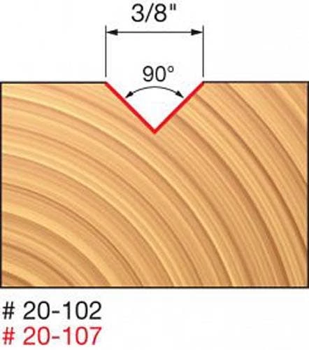 Freud 3/8" V Groove Router Bit 20-102 1 Freud 3/8" V Groove Router Bit 20-102