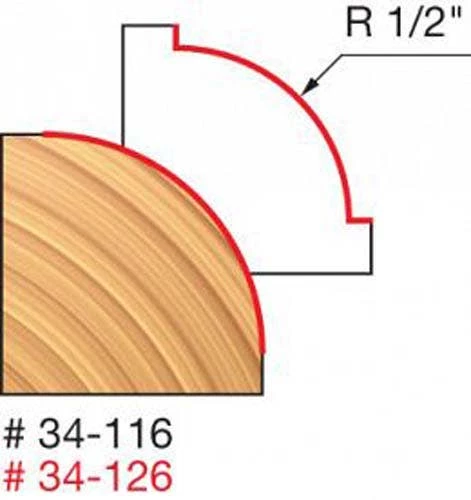 Freud 1/2" Rounding Over Router Bit (Quadra Cut) 34-116 1 Freud 1/2" Rounding Over Router Bit (Quadra Cut) 34-116