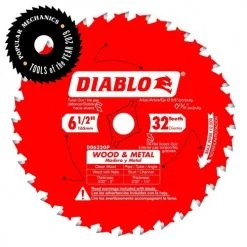 Freud Diablo 6-1/2" x 32 Tooth Wood & Metal Carbide Saw Blade D0632GPA