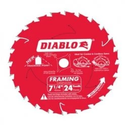 Freud Diablo 7-1/4" 24 Tooth Track Point Framing Saw Blade D0724A