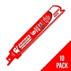 Freud Diablo 6" Steel Demon Thick Metal 8 TPI Carbide Reciprocating Saw Blade (10 Pack) DS0608CF10