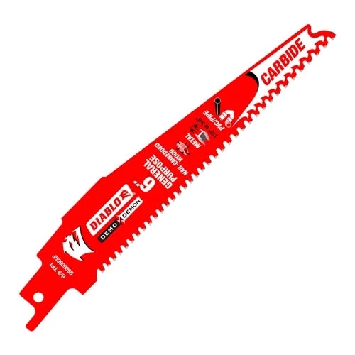 Freud Diablo 6" Demo Demon General Purpose Wood & Metal 6/9 TPI Carbide Reciprocating Saw Blade DS0609CGP 1 Freud Diablo 6" Demo Demon General Purpose Wood & Metal 6/9 TPI Carbide Reciprocating Saw Blade DS0609CGP