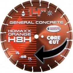 Diamond Products 12" x .125" HD MAXX Orange Wet/Dry High Speed Blade H8H Concrete 1" Arbor 53734